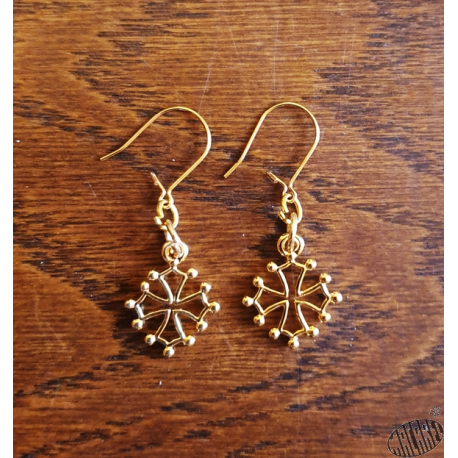 Boucles d'oreilles croix occitane métal doré