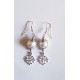 Boucles d'oreilles croix occitane et perle métallisée
