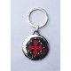 Porte-clés rond argenté brillant croix occitane