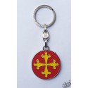 Porte-clés métal rond croix occitane