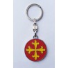 Porte-clés métal rond croix occitane