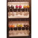 Boucles d'oreilles croix occitane perle bois