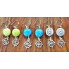 Boucles d'oreilles croix occitane et perle céramique motif spirale