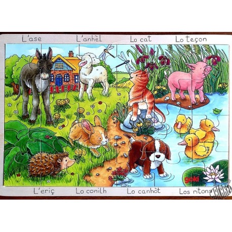 Puzzle bois en occitan animaux de la ferme