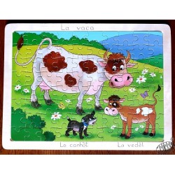 Puzzle bois en occitan famille  vache