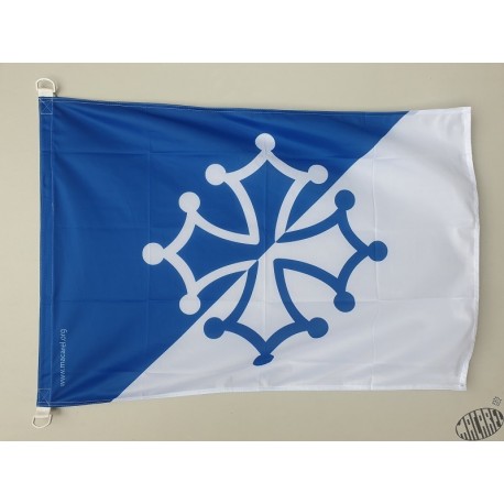 Drapeau supporter croix occitane bleu et blanc