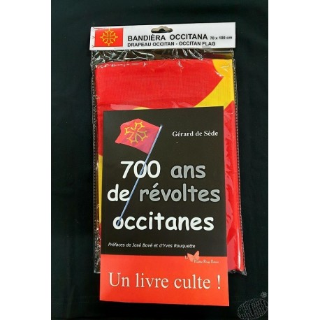 Lot Livre 700 ans de révoltes occitanes et drapeau occitan 70x100