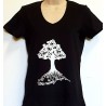 T-shirt Femme Arbre coloris marine, col rond.