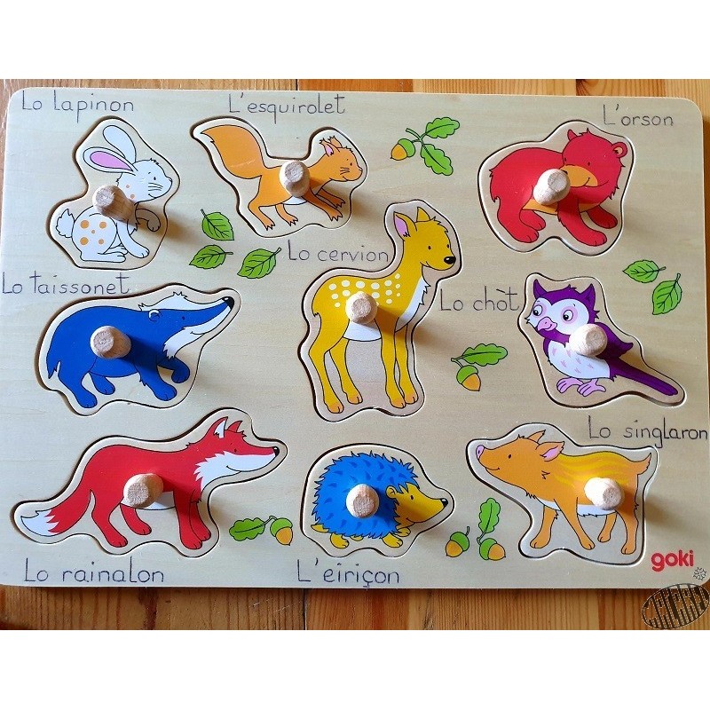 Puzzle Animaux personnalisé 9 pièces en bois à encastrer