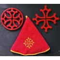 Lot dessous de plat croix occitane et essuie-mains rond éponge croix occitane