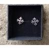 Boucles d'oreilles type bouche-trous croix occitane argent massif petit modèle