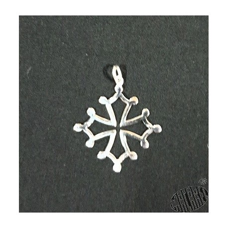 Pendentif croix occitane évidée argent massif 3cm