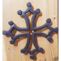 Dessous-de-plat fonte croix occitane ajourée marron vieilli