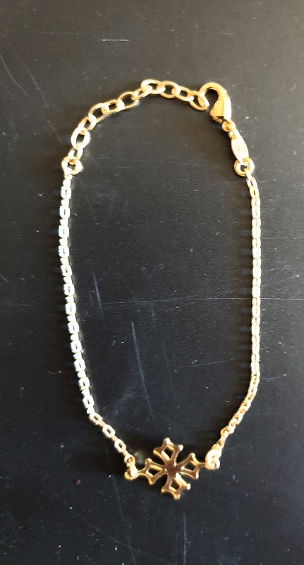 Bracelet plaqué or 1 chaînette avec croix occitane