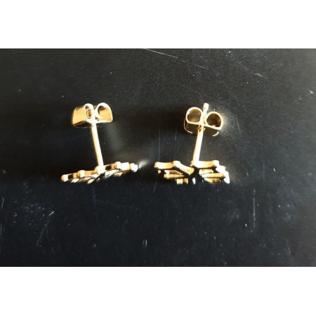 Boucles d'oreilles croix occitane type bouche-trou ou puce, en plaqué or