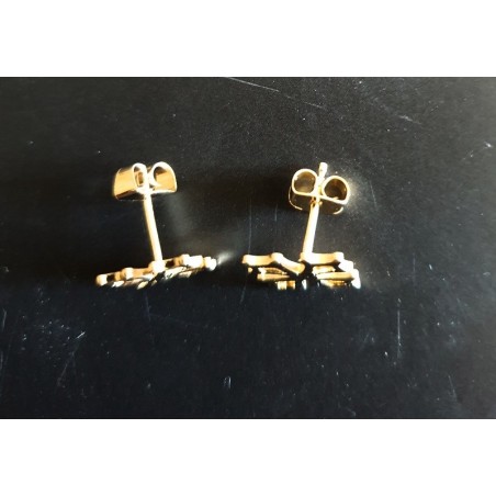 Boucles d'oreilles croix occitane type bouche-trou ou puce, en plaqué or