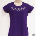 T-shirt Femme violet croix occitanes aux papillons