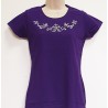T-shirt Femme violet croix occitanes aux papillons