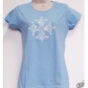 T-shirt Femme Croix occitane dentelle bleu pâle