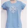 T-shirt Femme Croix occitane dentelle bleu pâle