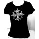 T-shirt Femme noir croix occitane dentelle