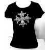 T-shirt Femme noir croix occitane dentelle