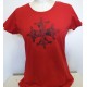 T-shirt Femme rouge Croix occitane dentelle