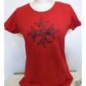 T-shirt Femme rouge Croix occitane dentelle