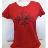 T-shirt Femme rouge Croix occitane dentelle