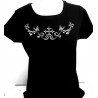 T-shirt Femme noir Croix occitane aux papillons