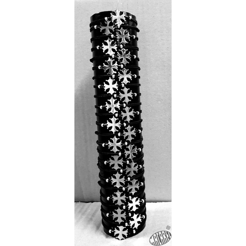 Lot 24 bracelets noirs croix occitane acier inoxydable