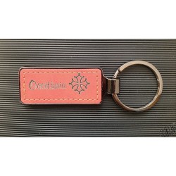 Porte-clés rectangulaire cuir et métal Occitània