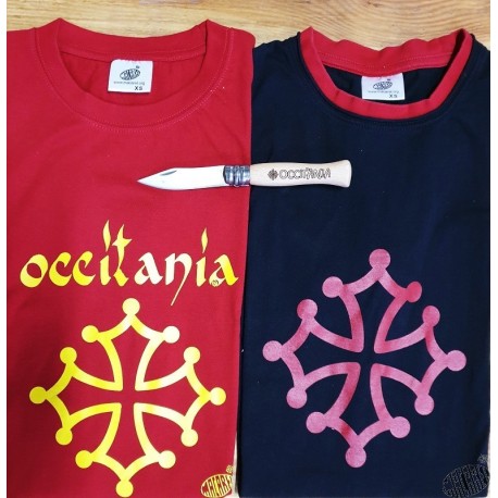 Lot occitan  T-shirt Calligraphie ou Classoc et couteau pliable