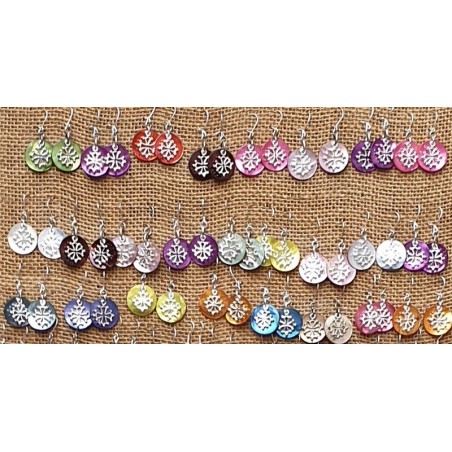 boucles d'oreilles nacre et croix occitane