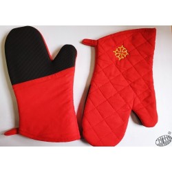 Gant de cuisine rouge et noir avec protection silicone