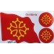 Auto-collant Drapeau flottant croix occitane + 2 ronds