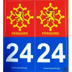 Autocollant double plaque immatriculation 24 et Périgord