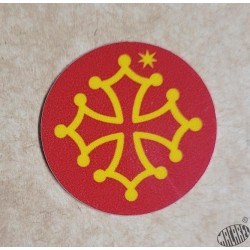 Auto-collant rond croix occitane diamètre 3cm