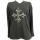 T-shirt manches longues croix occitane  stylisée, modèle Tribal