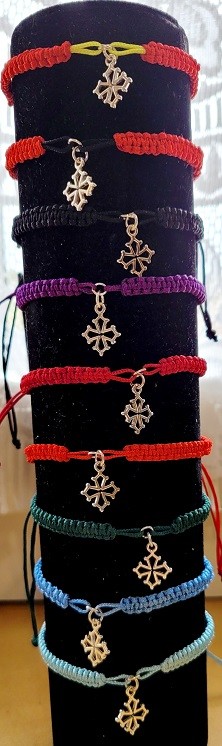 Bracelet réglable macramé croix occitane argent