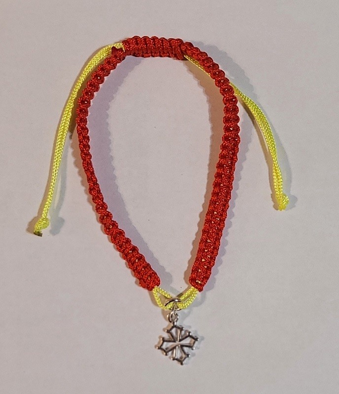 Bracelet réglable macramé croix occitane argent