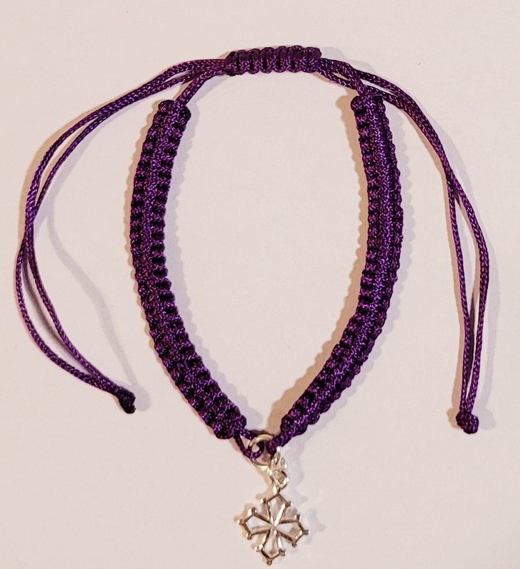 Bracelet réglable macramé croix occitane argent