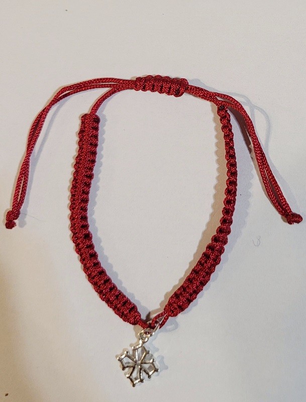 Bracelet réglable macramé croix occitane argent