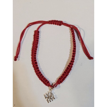 Bracelet réglable macramé croix occitane argent