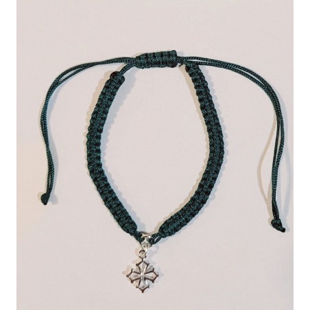 Bracelet réglable macramé croix occitane argent