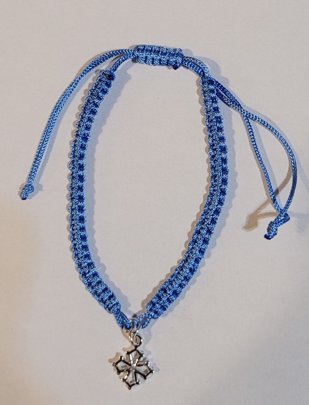 Bracelet réglable macramé croix occitane argent