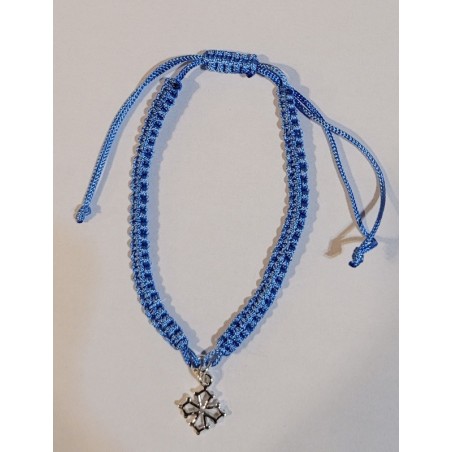 Bracelet réglable macramé croix occitane argent