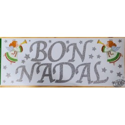 Déco vitres Bon Nadal repositionnable lettres argentées