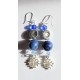 Boucles croix occitane perles bleues céramique et verre