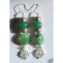 Boucles croix occitane perles jade et verre